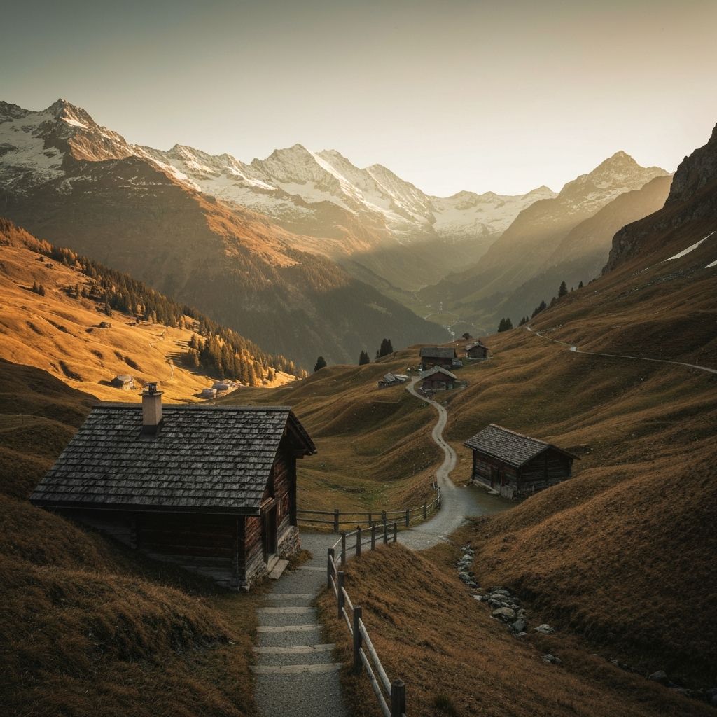 Historische alpine Landschaft und Tradition